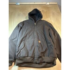 Carhartt Vintage Brown Canvas Quilted Hooded Jacket Men's Size XL